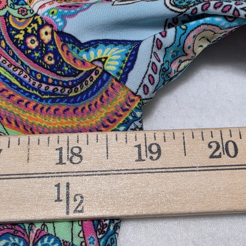 Tommy Hilfiger Dress Womens 10 Multi Color Paisley Bell Sleeve Shift Mini - Picture 5 of 8
